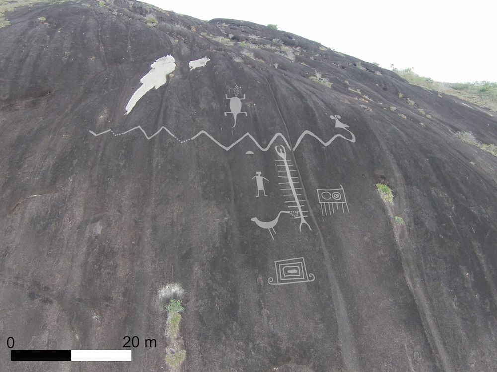 drone shot of venezuela rock art