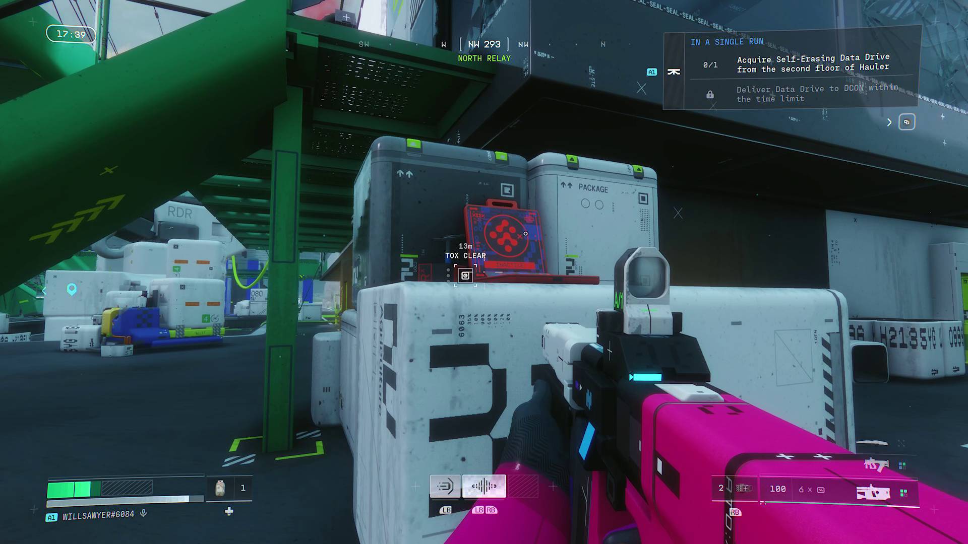 Marathon Red laptop and Tox Clear room