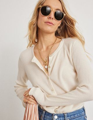 Unsubscribed Lightweight Ribbed Cashmere Cardigan