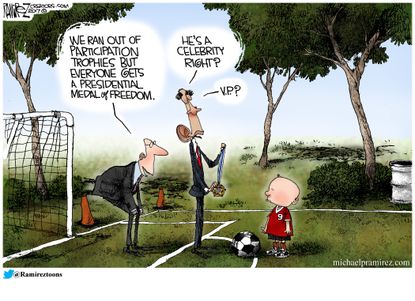 Political Cartoon U.S. Obama Medal of Freedom