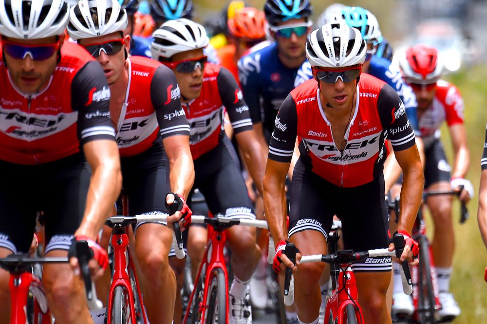 Richie Porte rides near his team during stage 3 at the Tour Down udner