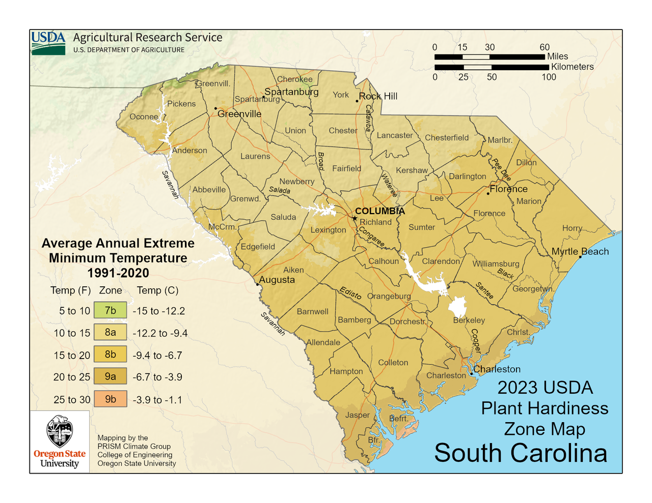 USDA South Carolina Map Of Planting Zones | Gardening Know How