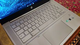 The keyboard and trackpad of the HP Pro c640 Chromebook