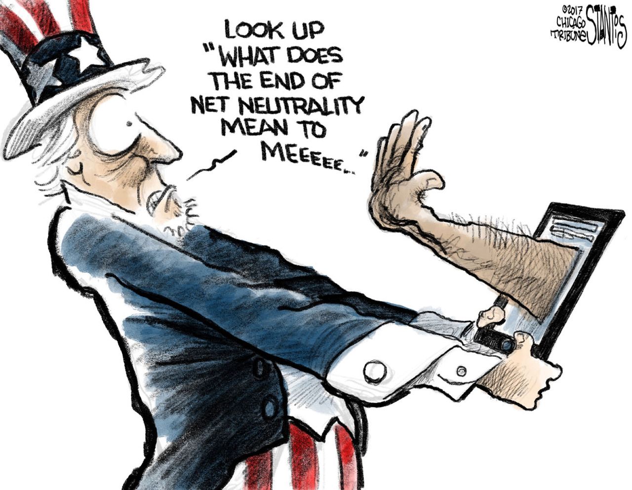 Political cartoon U.S. net neutrality repeal