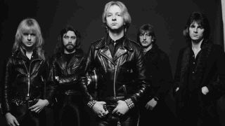 Judas Priest posing for a photograph in 1980