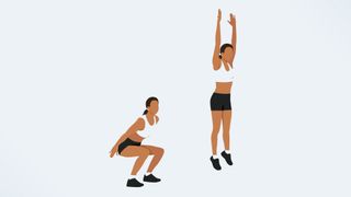 an illo of a woman doing a squat jump