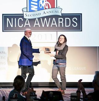 Gary Fisher presents the All Star Athlete award to Dominique Fenichell