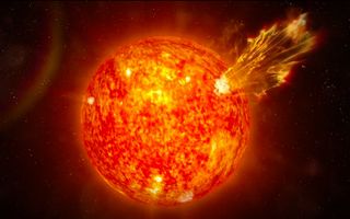 The sun produces a constant stream of charged particles called the solar wind.