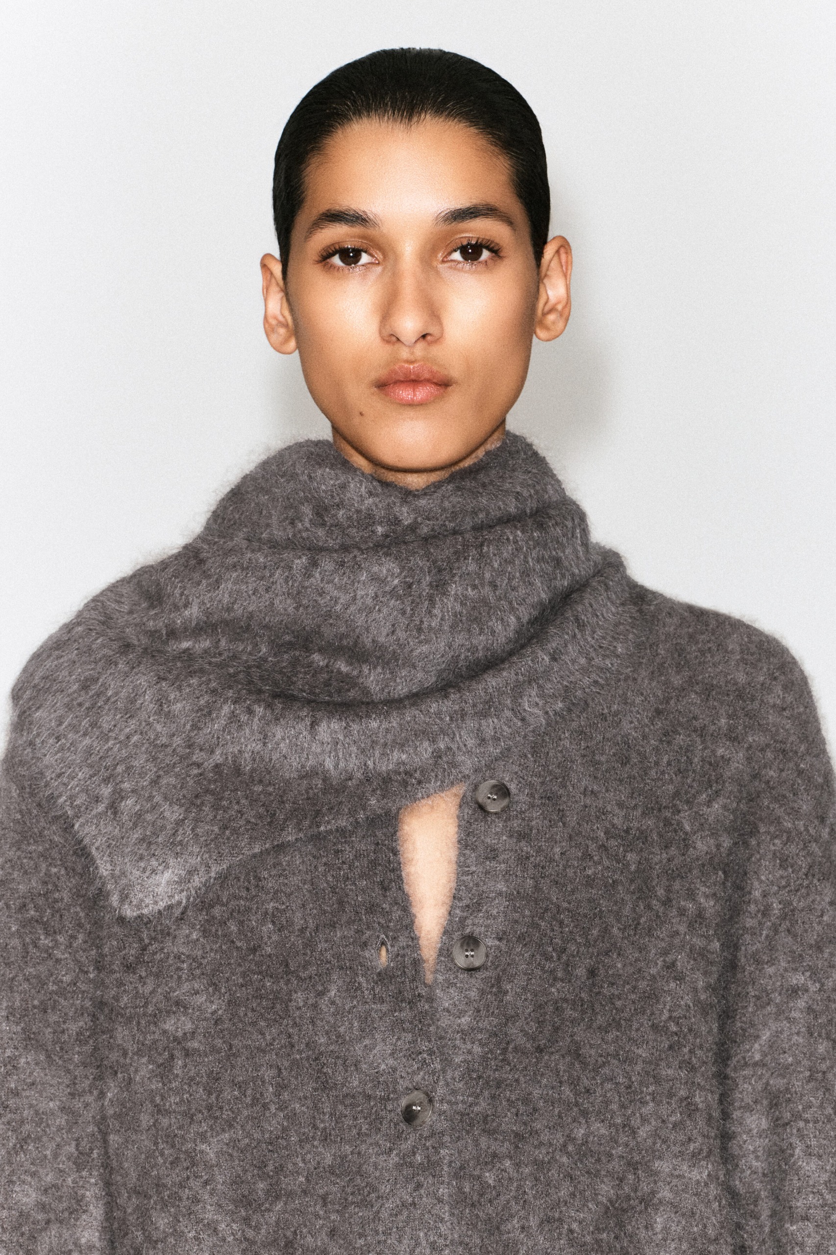 Brushed-Cashmere Triangle Scarf