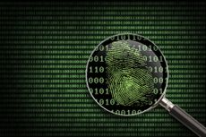 A magnifying glass searching code for fingerprints