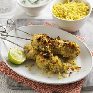 Coconut Coated Chicken Kebabs with Raitha