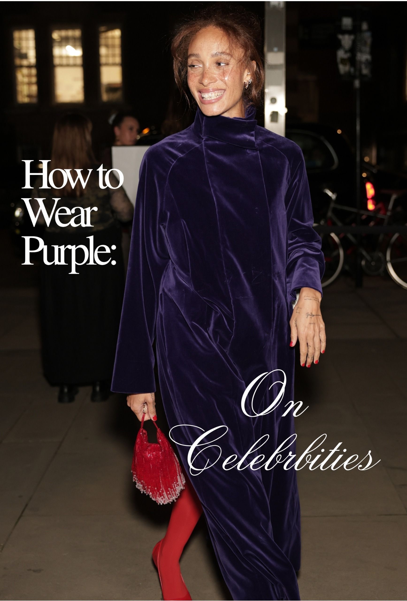 how to wear purple: Adwoa Aboah seen attending the opening party for 