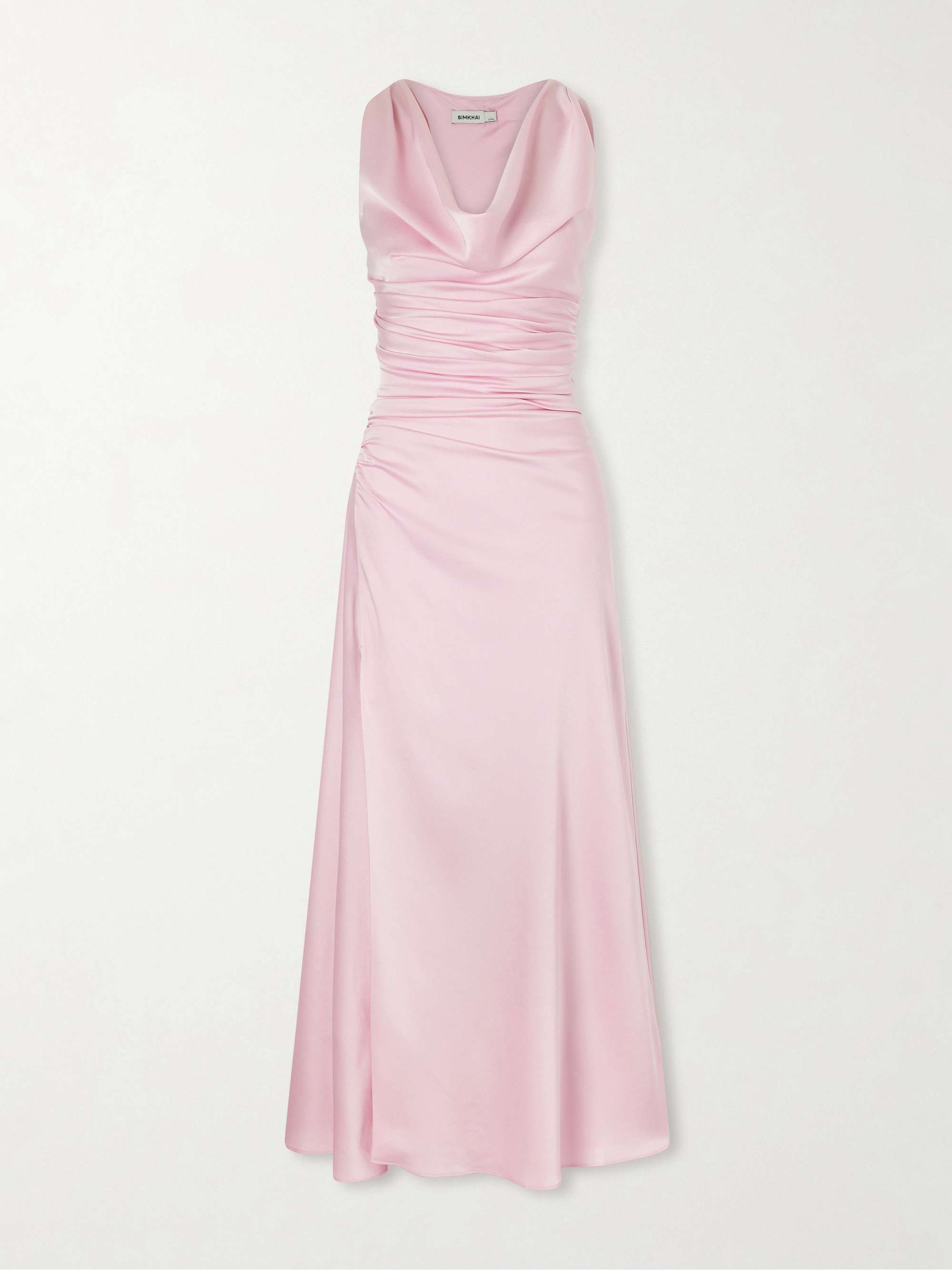 Melaney Draped Gathered Satin Gown