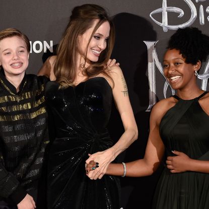 american actress angelina jolie and her children shiloh nouvel jolie pitt and zahara marley jolie pitt during the european premiere of the disney film maleficent lady of evil at the auditorium della conciliazione rome, october 7th, 2019 photo by marilla siciliaarchivio marilla siciliamondadori portfolio via getty images