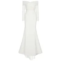 Rebecca Vallance Bridal Mia Crêpe Off-shoulder Gown, was £1,187 now £593 | MyTheresa