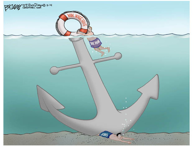 Editorial cartoon minimum wage jobs