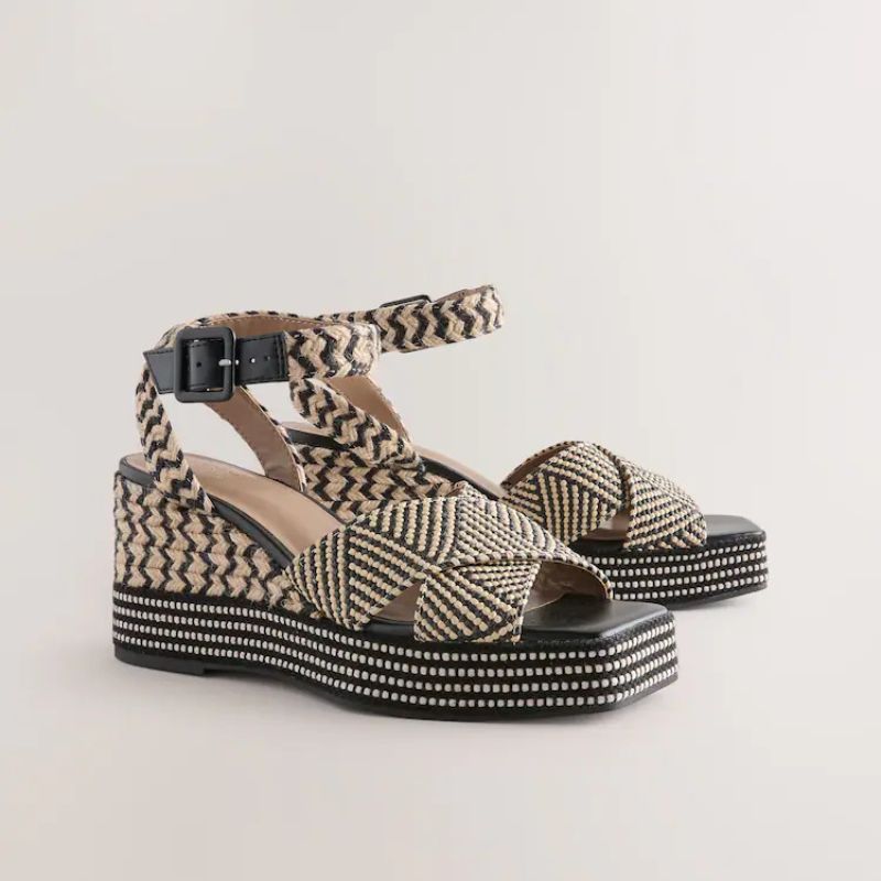 Next , Square Toe Platform Espadrille Sandals