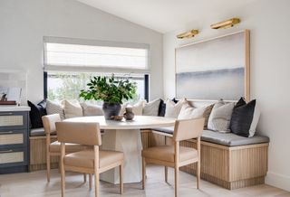 Dining book in modern farmhouse kitchen by Lindye Galloway