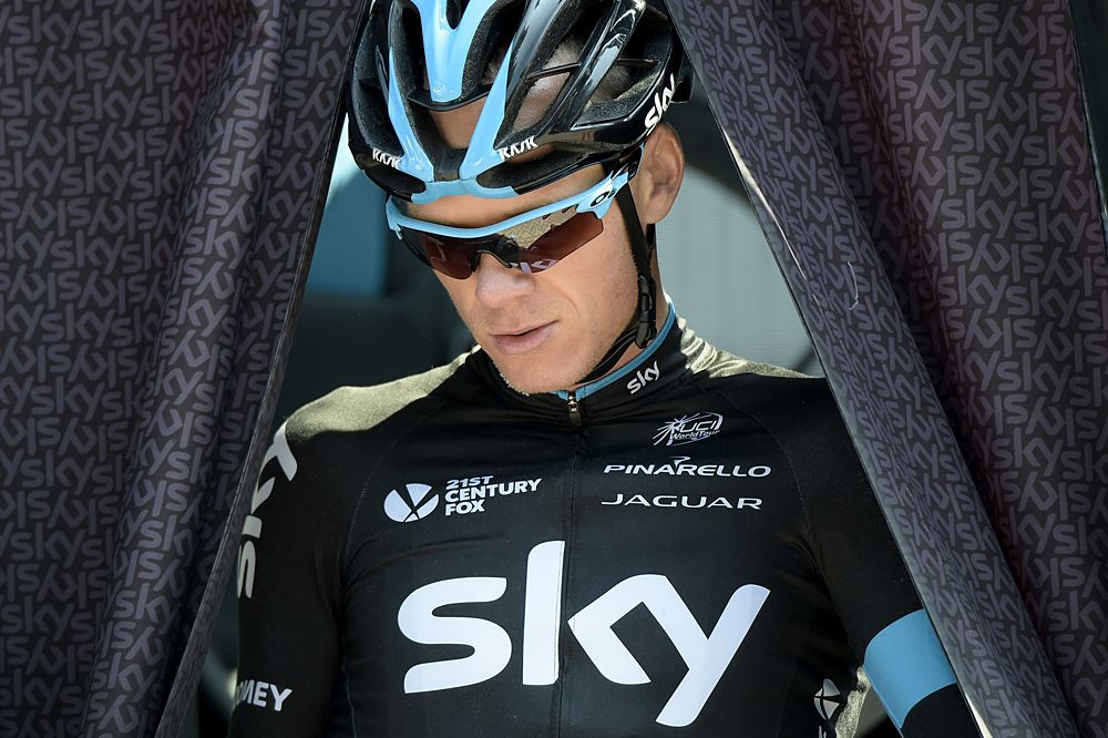 Chris Froome (Team Sky) gets ready to go on a training ride in Utrecht