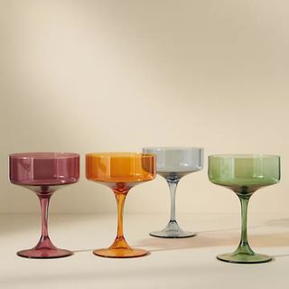 Set of 4 colorful coupe glasses