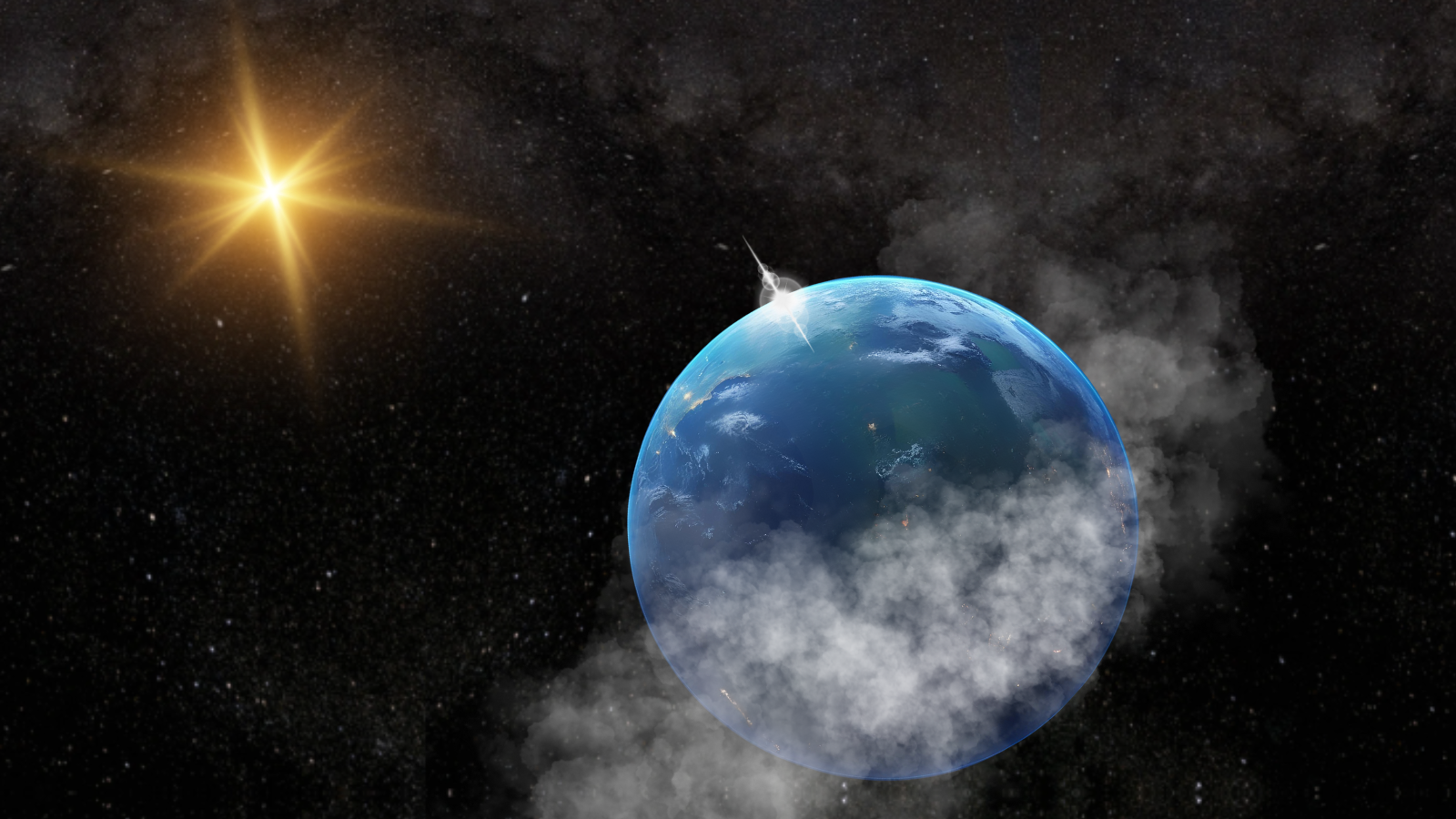 An illustration shows a &quot;steam world&quot; orbiting a distant star