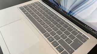 A detail shot of the Surface Laptop Studio's keyboard.