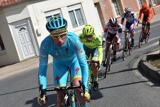 Lieuwe Westra (Astana) leads a breakaway at Gent-Wevelgem
