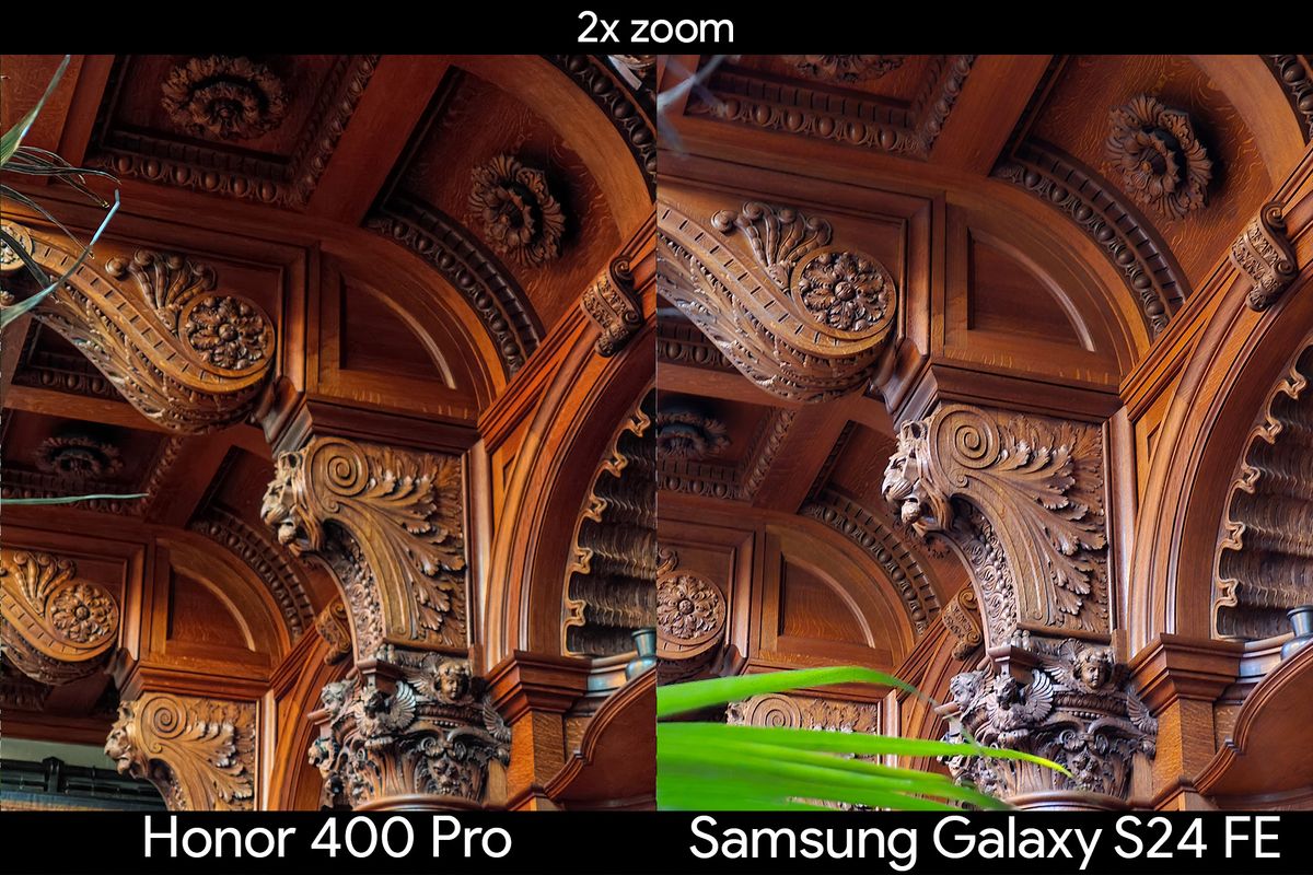 Comparing 2x zoom photos taken from an Honor 400 Pro vs Samsung Galaxy S24 FE