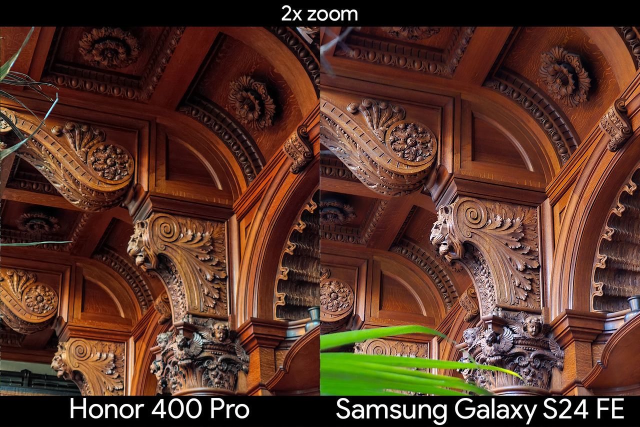 Comparing 2x zoom photos taken from an Honor 400 Pro vs Samsung Galaxy S24 FE