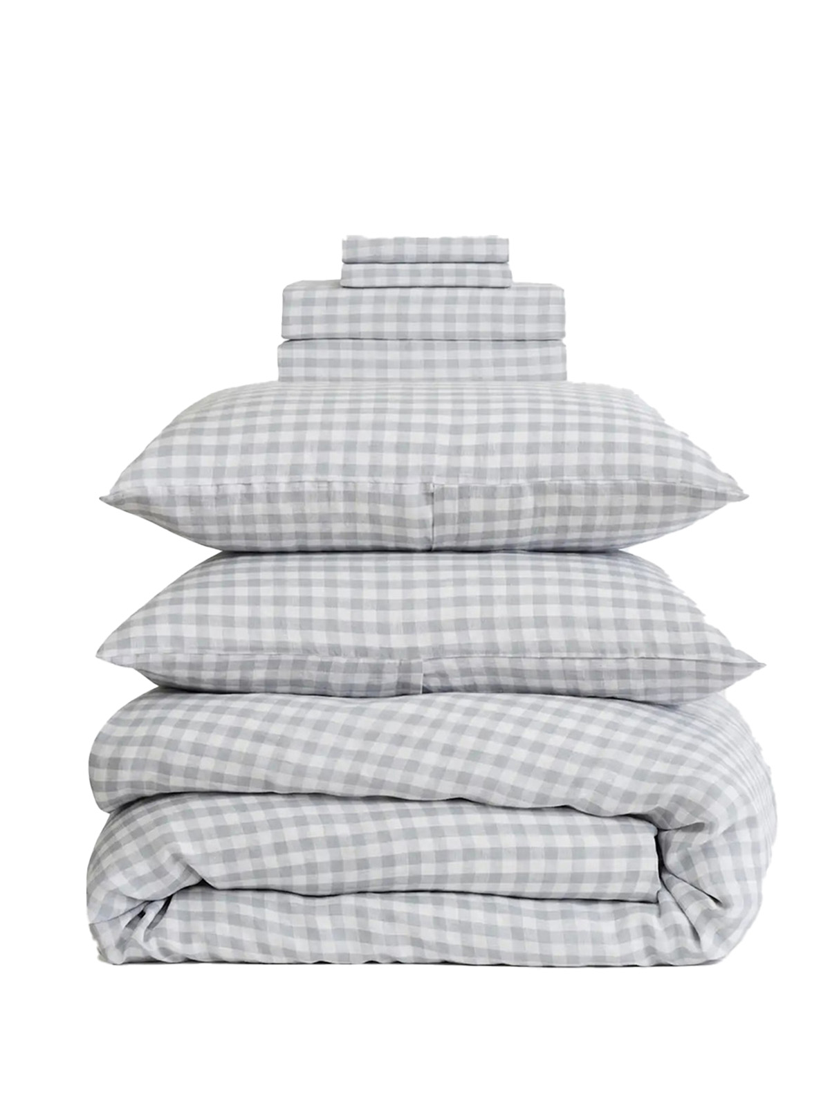 European Linen Gingham Deluxe Bedding Bundle