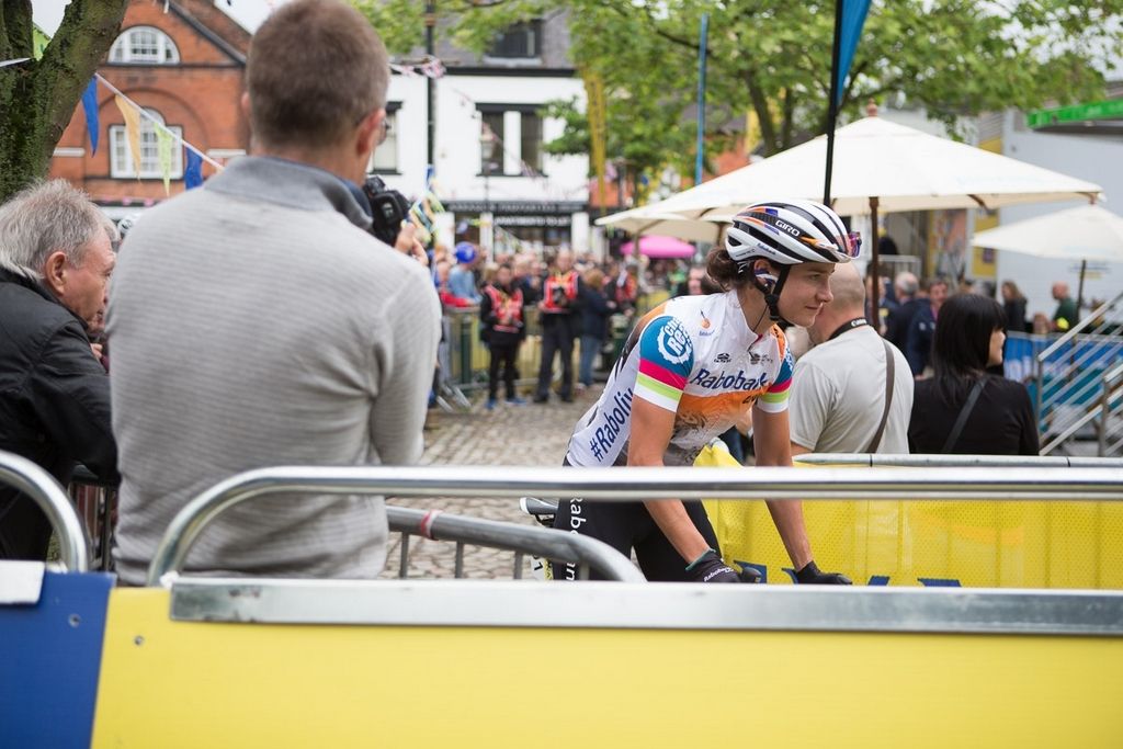 Marianne Vos (Rabo-Liv) keeping a low profile at sign on