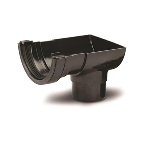 Polypipe Rr106 Black Stop End Outlet for 112mm Half Round Guttering System