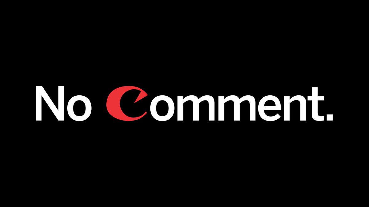 The text &quot;no comment&quot; with a letter &quot;C&quot; styled after the Canon logo