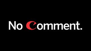 The text "no comment" with a letter "C" styled after the Canon logo
