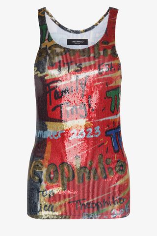 THEOPHILIO Graffiti Sequin Tank