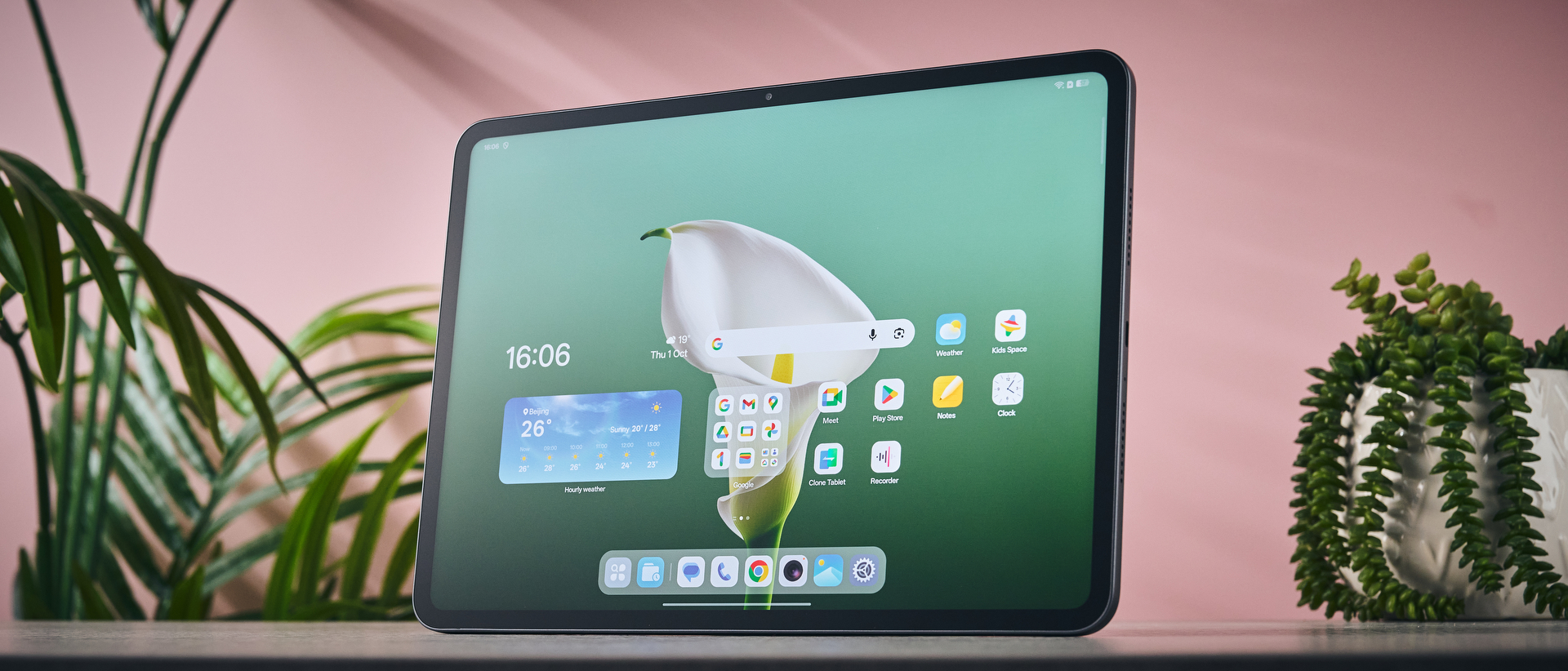 Oppo Pad 5 on table with display on