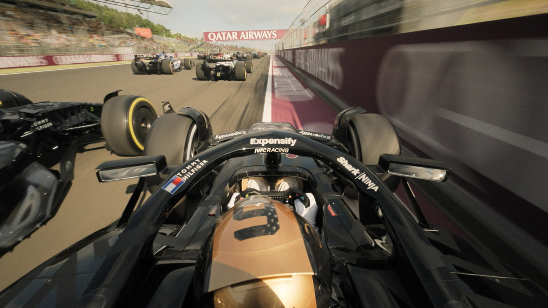 A scene of a race car from Apple Original Film F1.