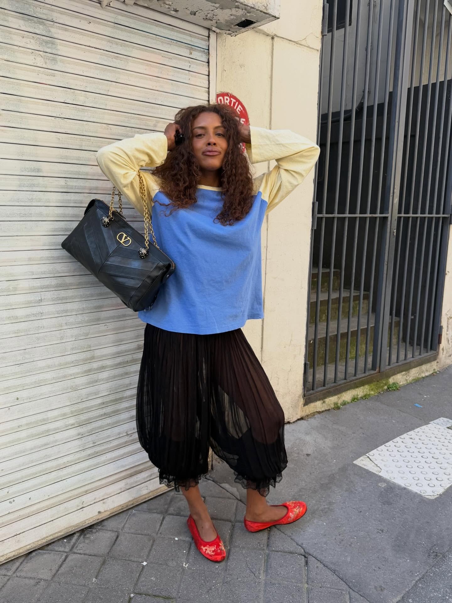 Fashion influencer wearing petticoat pants