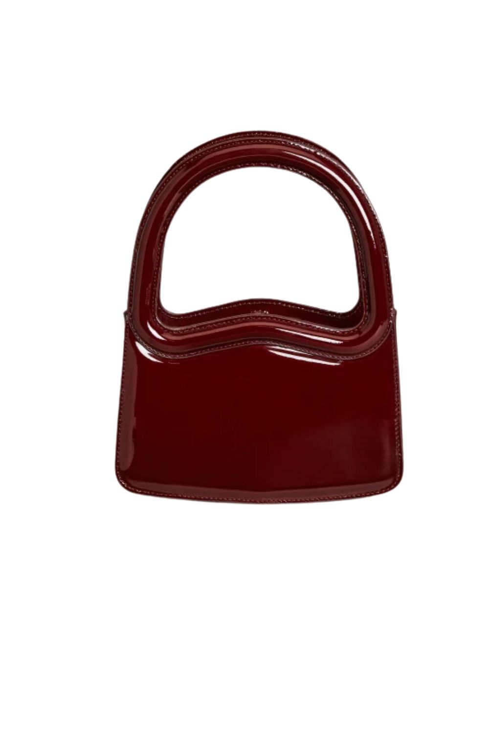 burgundy patent grab top bag