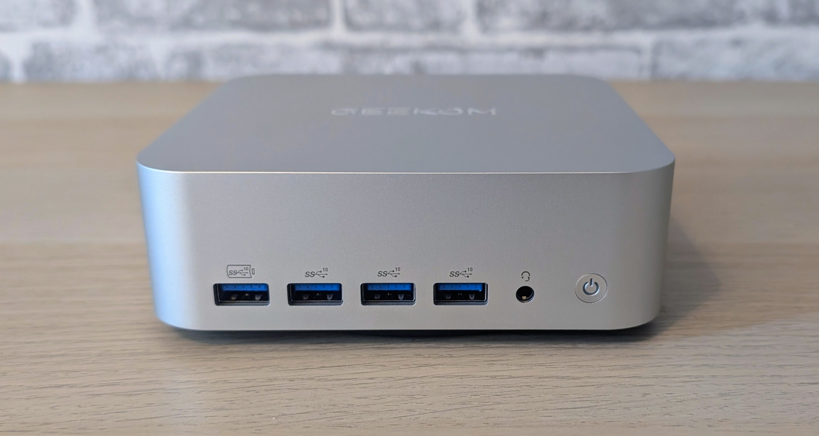 The Geekom A9 Max PC on a desk