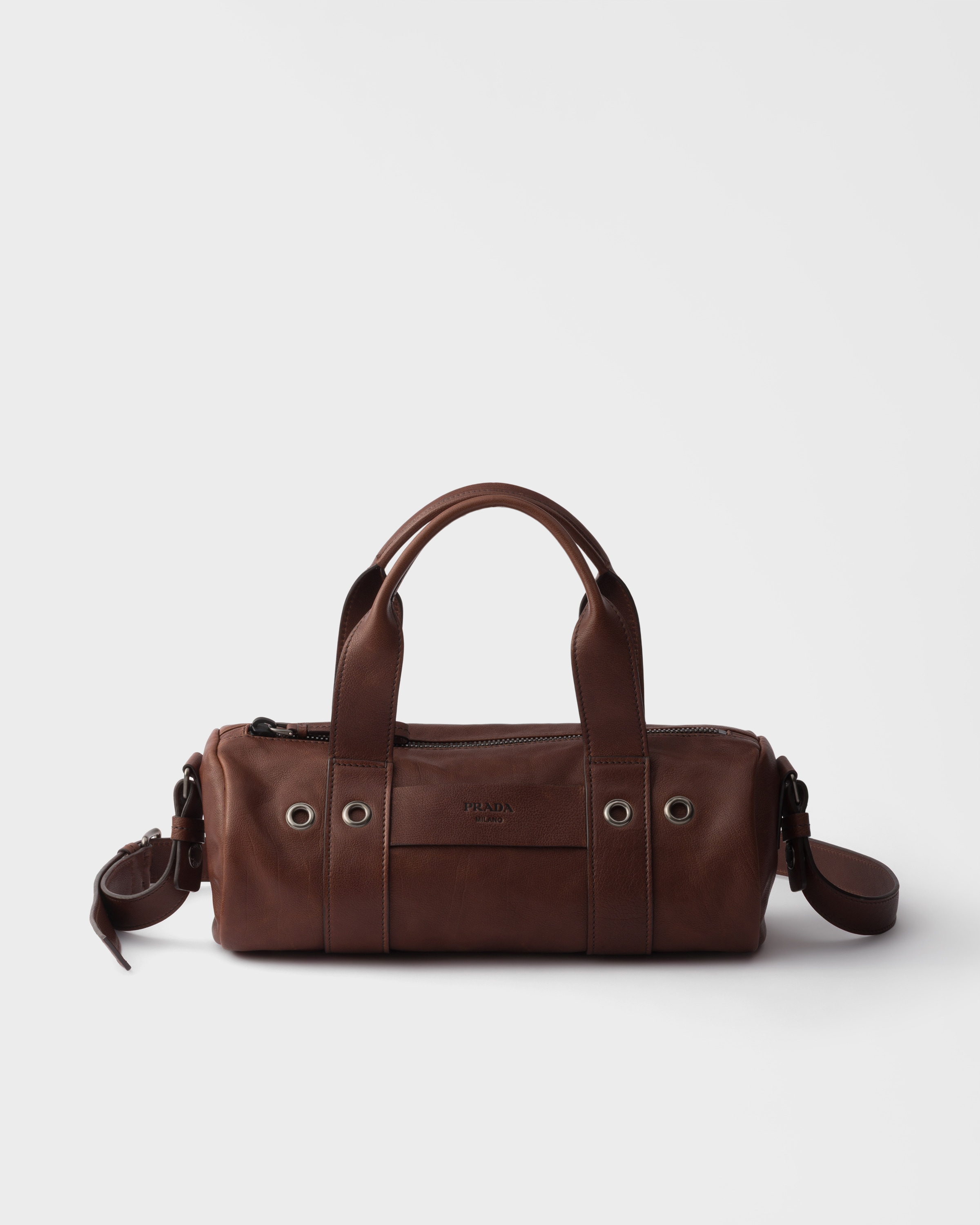 Prada Route Large Leather Top-Handle Bag Black