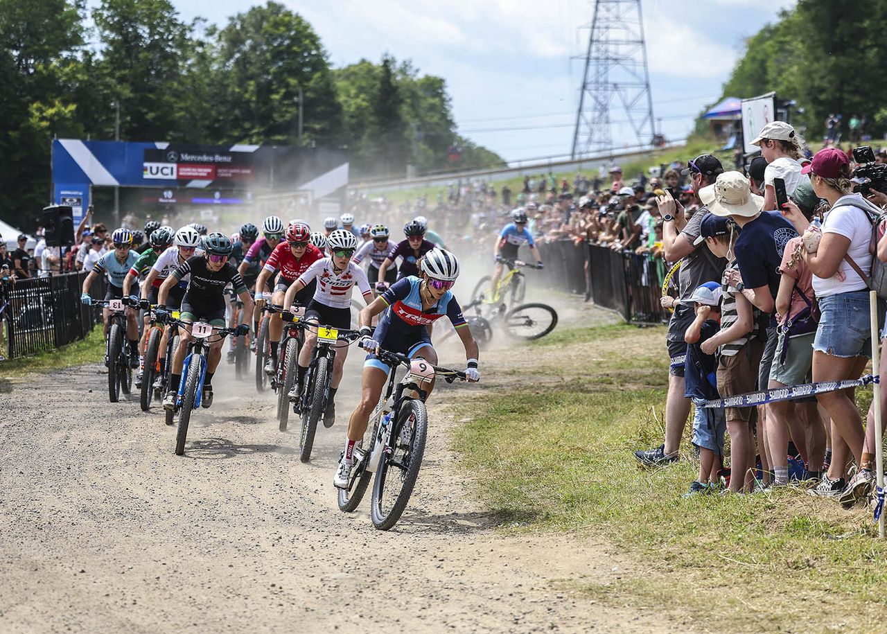 Jolanda Neff (Trek Factory Racing XC) takes the lead at the start in XCO race at Mont-Ste-Anne
