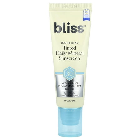Bliss Block Star, Tinted Daily Mineral Sunscreen, Spf 30, 1.4 Fl Oz (40 Ml)