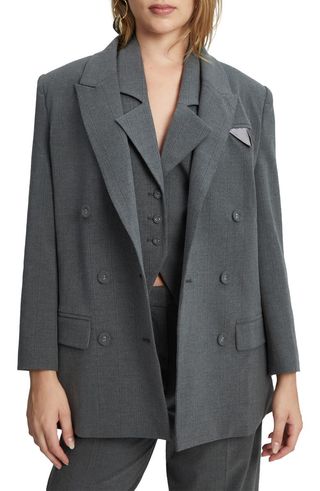 Classic Peaked Lapel Pinstripe Blazer