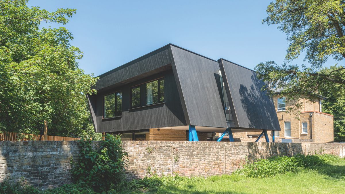 black timber cladding on self build on tight plot exterior