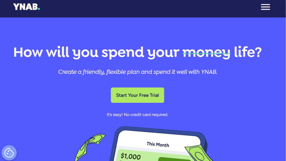 You Need a Budget (YNAB) website screenshot (May 2025).