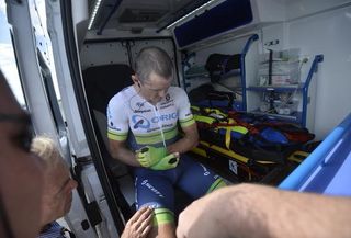 Simon Gerrans (Orica-GreenEdge) in the race ambulance