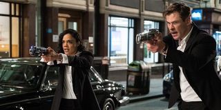 Tessa Thompson and Chris Hemsworth in Men in Black: International