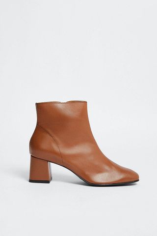 block heel leather brown ankle boots, best winter boots