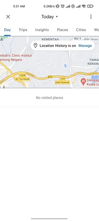 Google Maps Location History Screenshot